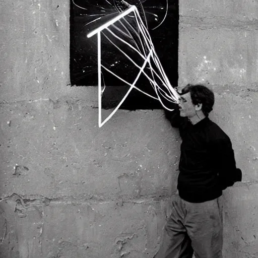 Image similar to A street art. A rip in spacetime. Did this device in his hand open a portal to another dimension or reality?! by Robert Antoine Pinchon, by Helio Oiticica apocalyptic