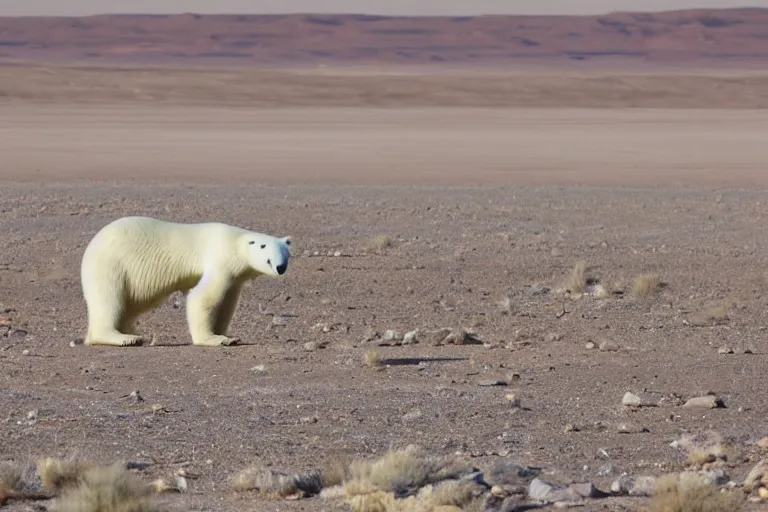 Prompt: polar bear on the desert