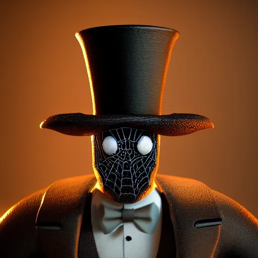 Prompt: spider wearing a top hat, ultra realistic, concept art, intricate details, eerie, highly detailed, photorealistic, octane render, 8k, unreal engine, art by Tsvetomir Georgiev