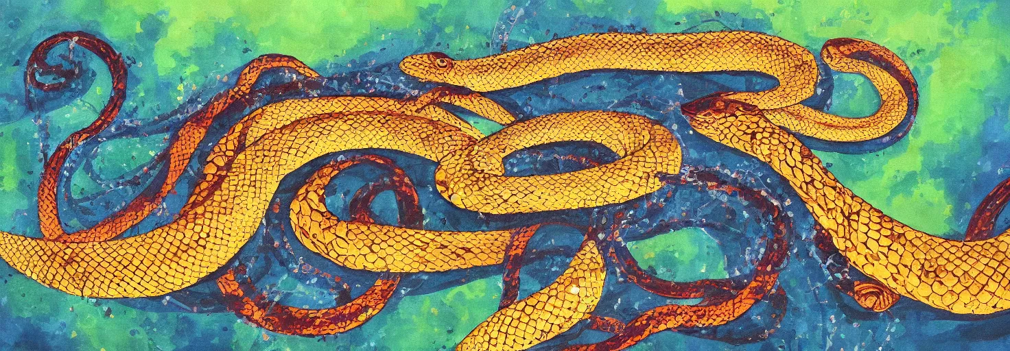 Image similar to a beautiful painting of malicious python