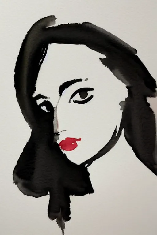 Image similar to beautiful face woman, grey, colorless and silent, watercolor portrait by David downton