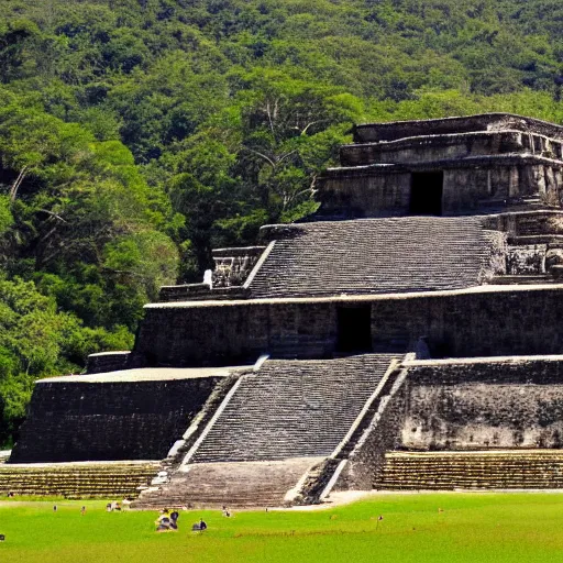 Prompt: A solar eclipse above a mayan temple