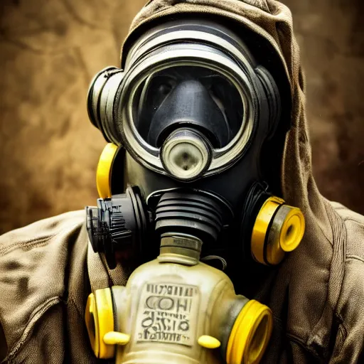 Prompt: 8 k uhd black and wait portrait from jesus wear gas mask, uhd details, national geography winning photo contest