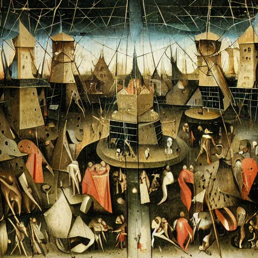 Image similar to wall street trading floor by hieronymus bosch