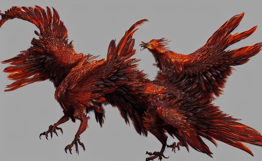 Prompt: Intricate detailed photo of dramatic phoenix bird with spread wings by James Gurney, unreal engine, Trending on artstation.