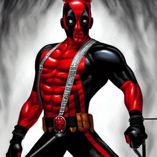 Image similar to a portrait of deathpool, extremely detailed digital art by mark brooks