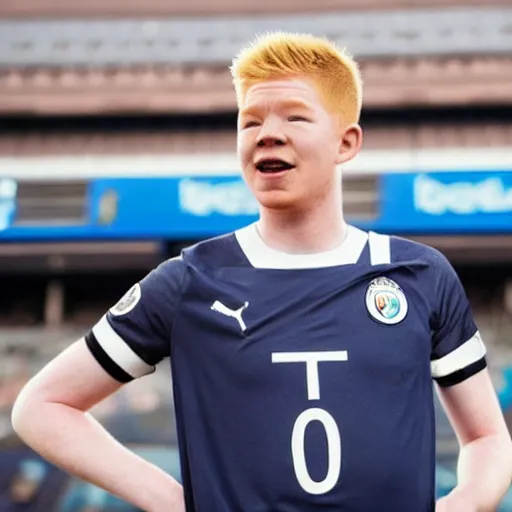 Image similar to promotional photo of kevin de bruyne in the new mister bean movie,