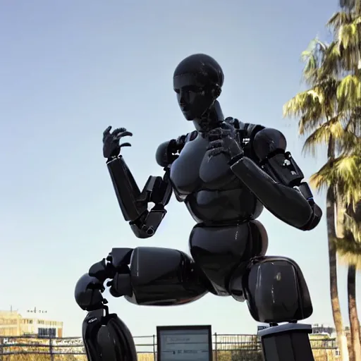 Image similar to a realistic detailed photo of a guy who is an attractive humanoid who is half robot and half humanoid, who is a male android, wrestler nick suriano, shiny skin, posing like a statue, blank stare, by the pool, on display, showing off his muscles, humanoid robot, frozen ice statue
