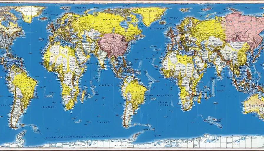 Image similar to miller projection geopolitical world map of strangereal