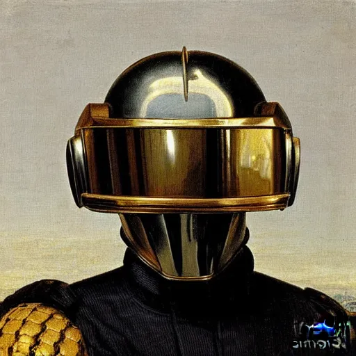 Image similar to renaissance portrait of Daft Punk, masterpiece by Eugene de Blaas