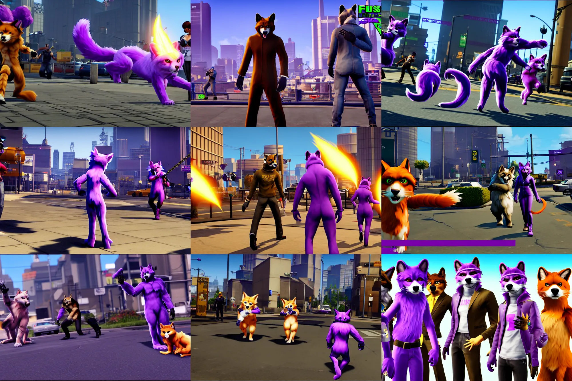 Prompt: screenshot of furries ( with tails ) in saints row