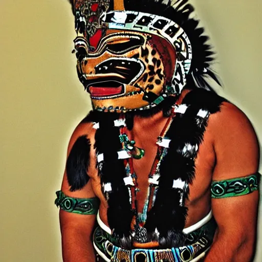 Image similar to Aztec warrior with jaguar mask