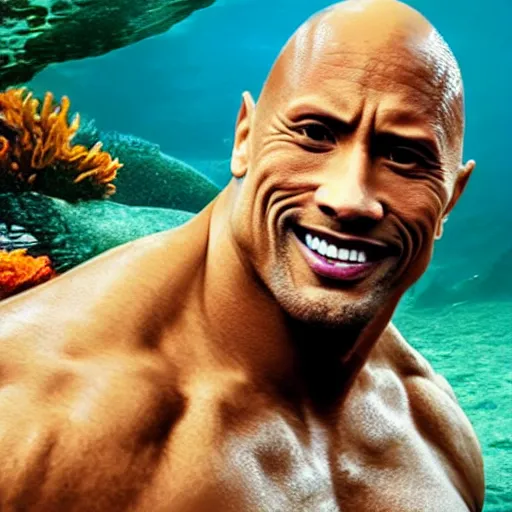 Prompt: Dwayne Johnson as a Mermaid