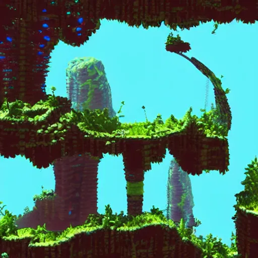 Image similar to 3 d metroidvania styled scifi island in a storm