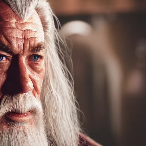 Image similar to film still of gandalf starring as the hulk, videogame still, portrait, 4 0 mm lens, shallow depth of field, close up, split lighting, cinematic