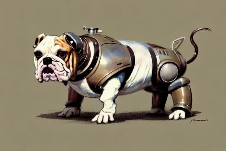 Image similar to ( ( ( ( ( 1 9 5 0 s retro future robot bulldog. muted colors. ) ) ) ) ) by jean - baptiste monge!!!!!!!!!!!!!!!!!!!!!!!!!!!!!!