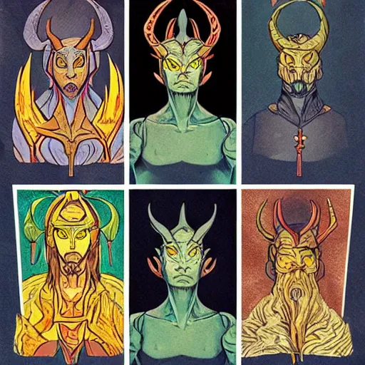 Image similar to art of symmetrical tiefling, in the style of moebius and studio ghibli and vincent van gogh