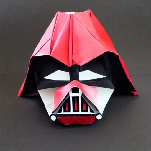 Image similar to darth vader origami, highly detailed