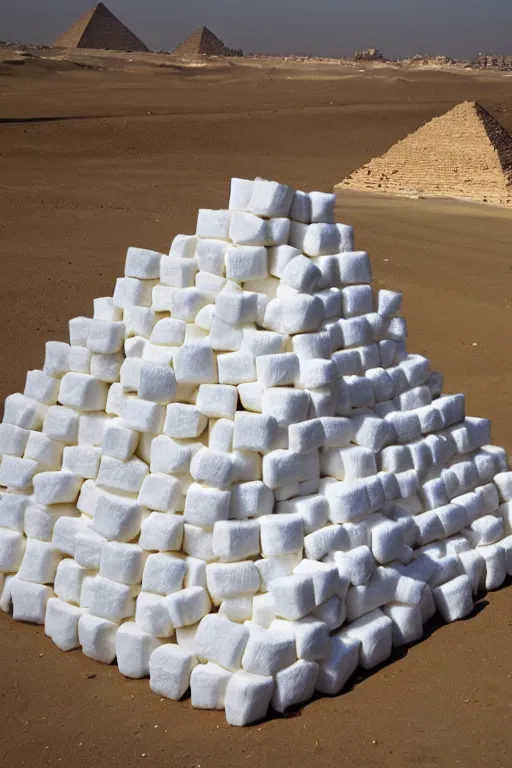 Image similar to the pyramids of egypt made of marshmallows