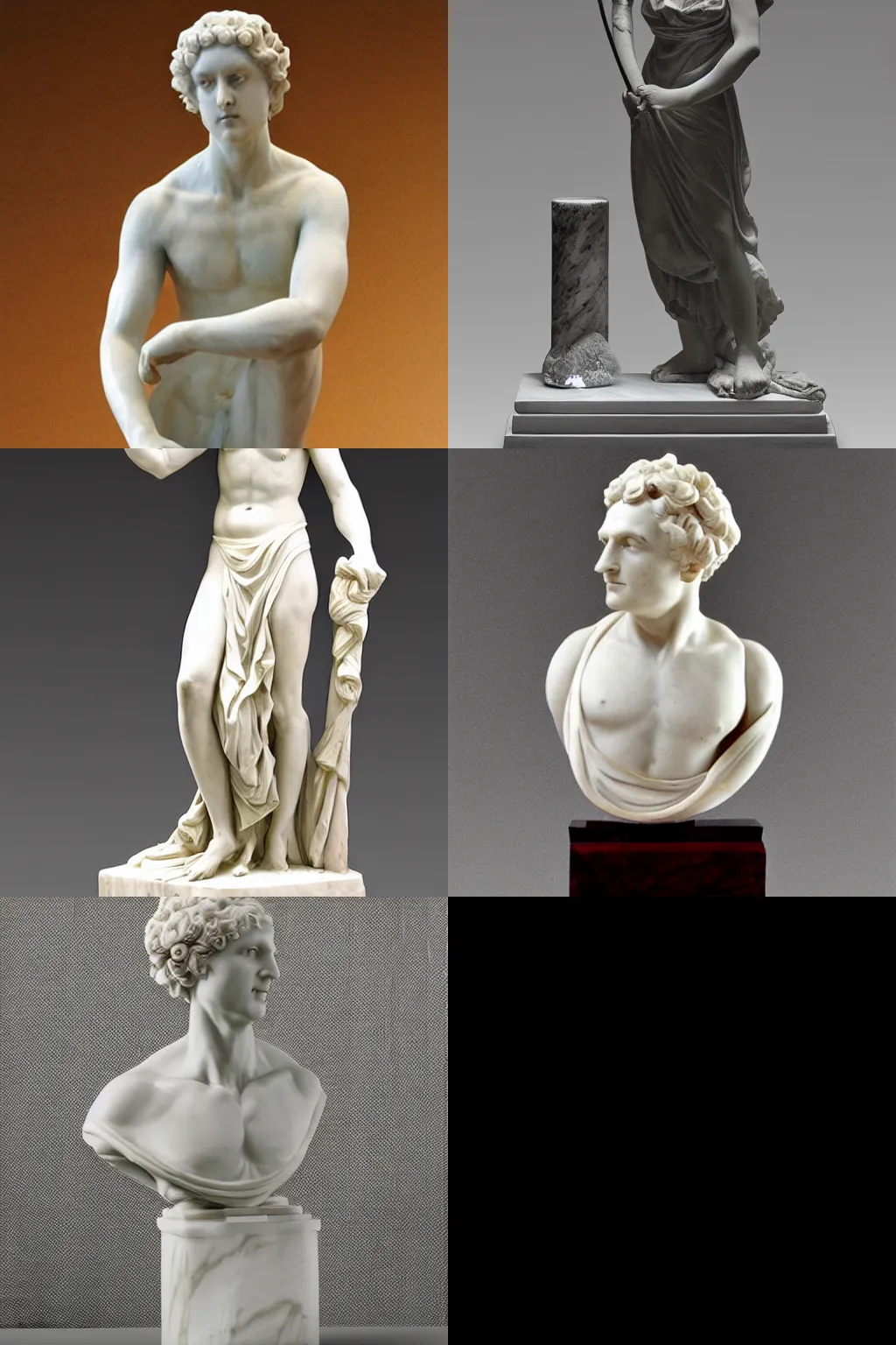 Prompt: A marble sculpture of a character in neoclassical style