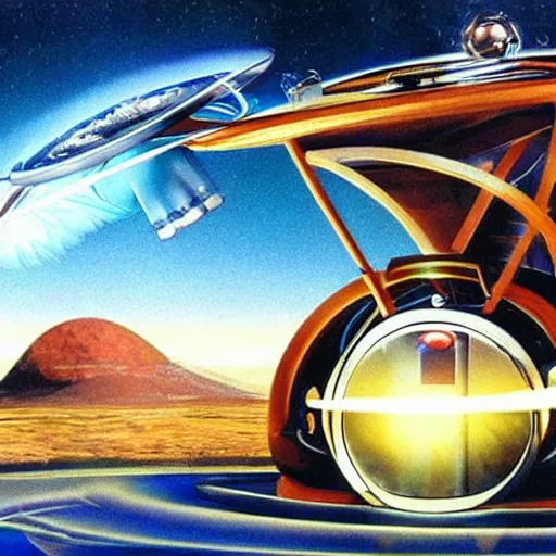 Prompt: the concept art for flight of the navigator