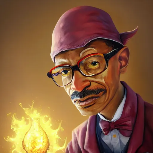 Image similar to Gustavo Fring the Chicken Mage, Fantasy Illustration by Tony Sart, trending on artstation