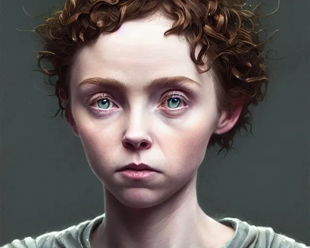 Image similar to highly detailed portrait of sophia lillis, in annihilation ( 2 0 1 8 ), stephen bliss, unreal engine, fantasy art by greg rutkowski, loish, rhads, ferdinand knab, makoto shinkai and lois van baarle, ilya kuvshinov, rossdraws, tom bagshaw, global illumination, radiant light, detailed and intricate environment