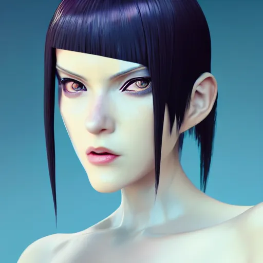 Image similar to ghost in the shell inspired avant - garde art, deco fashion, highly detailed, photorealistic portrait, bright studio setting, studio lighting, crisp quality and light reflections, unreal engine 5 quality render