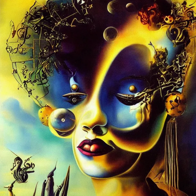 Prompt: a painting of the starchild by salvador dali, dark fantasy art, high detail, trending on artstation