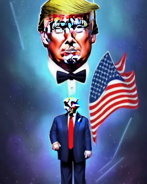 Image similar to digital art, fantasy portrait of donald trump with the number 5 floating in space, by james jean, by ross tran, ultra detailed, character design, concept art, trending on artstation,