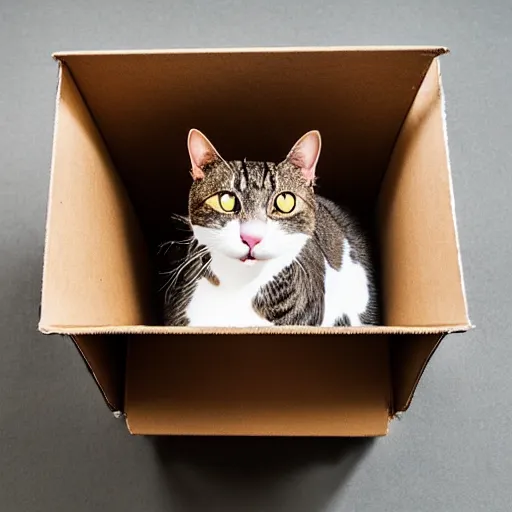 Prompt: a cat sitting in a box