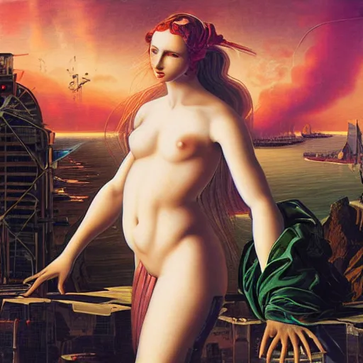 Prompt: the birth of Venus, cyberpunk