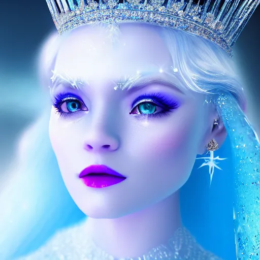 Image similar to photo of a real-life very beautiful! ice queen, highly detailed, 4k,