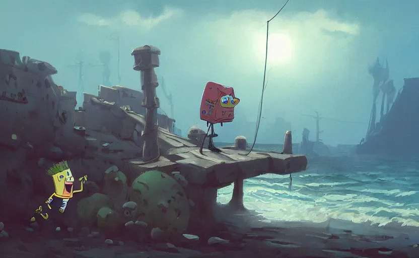 Image similar to A painting of Spongebob trending on artstation in the style of Greg Rutkowski