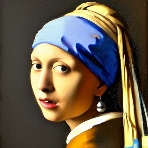 Image similar to greg manchess portrait painting of the girl with the pearl earring with the face of mona lisa, medium shot, asymmetrical, profile picture, organic painting, sunny day, matte painting, bold shapes, hard edges, street art, trending on artstation, by huang guangjian and gil elvgren and gerald brom