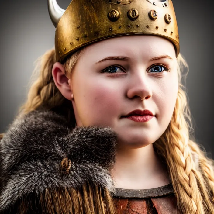 Image similar to photo of a very cute! beautiful young adult viking queen, highly detailed, 4 k, hdr, smooth, sharp focus, high resolution, award - winning photo