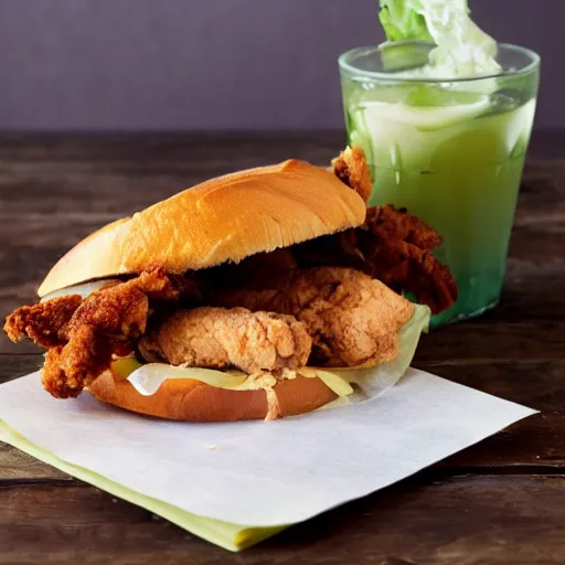 Prompt: fried chicken breast sandwich