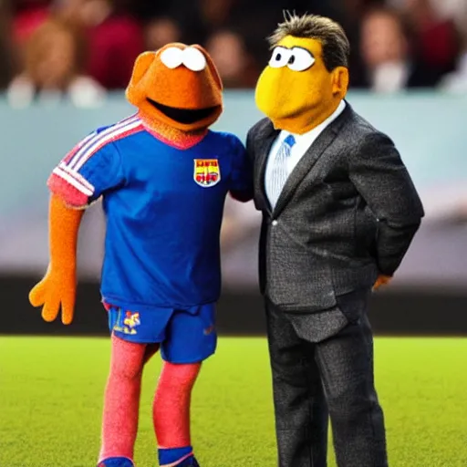 Image similar to xavi hernandez and joan laporta as a muppet