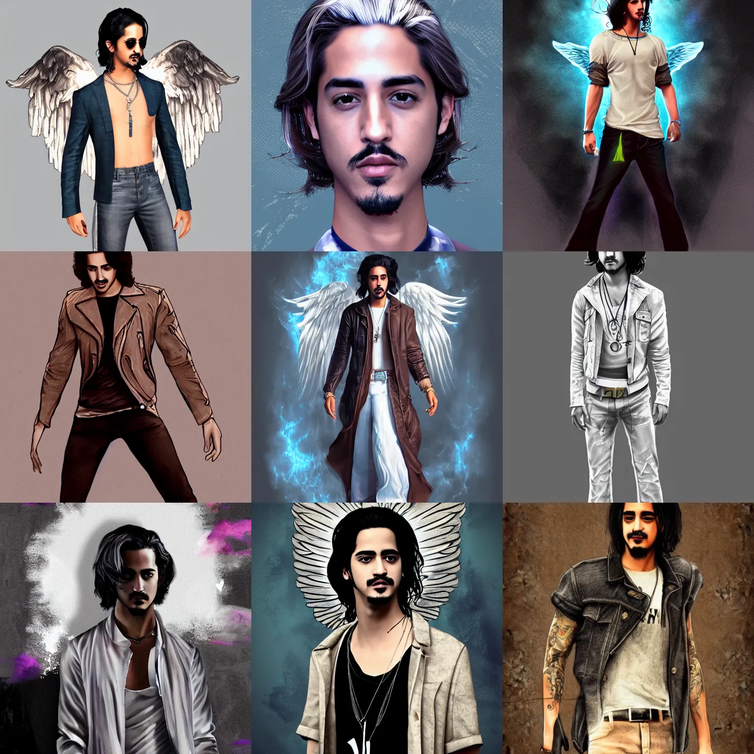 Prompt: Avan Jogia as an angel with modern clothes, detailed digital art, 4k, HD, trending on artstation