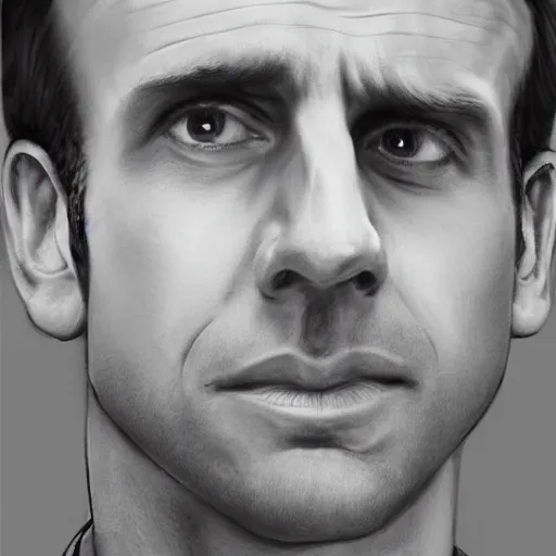 Image similar to photorealistic portrait of emmanuel macron as a sad pathetic alpha male, immature, fantasy, ugly, depth of field, bokeh, soft focus, detailed, soft glow, caravagio, high contreast, art by artgerm