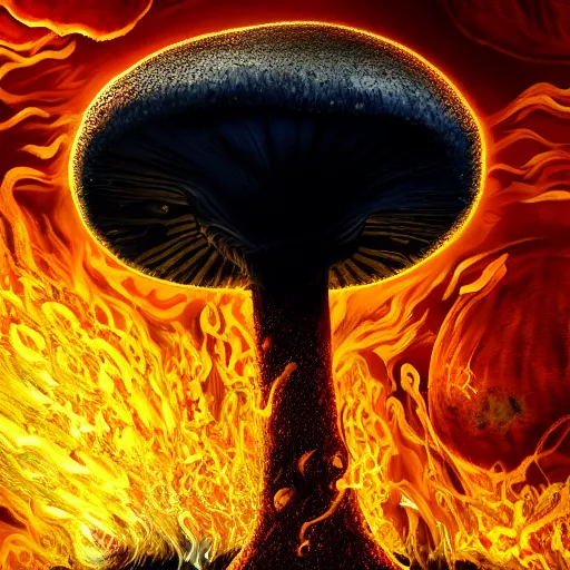 Prompt: a person with head exploding into giant nuclear mushroom cloud hyperrealism fine detail intricate medium shot very cinematic dark gritty