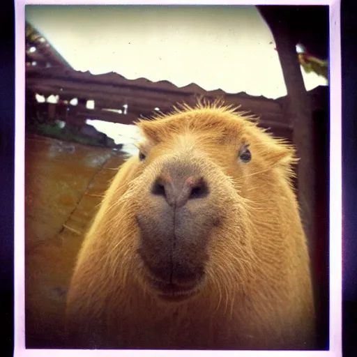 Image similar to Fancy capybara getting ready for a dinner at the festival, polaroid