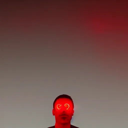 Image similar to a man with red glowing eyes