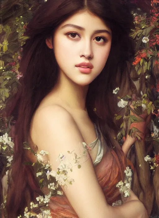 Image similar to a beautiful painting of liza soberano by felix resurreccion hidalgo, pre-raphaelite, detailed, trending on artstation, hd, masterpiece