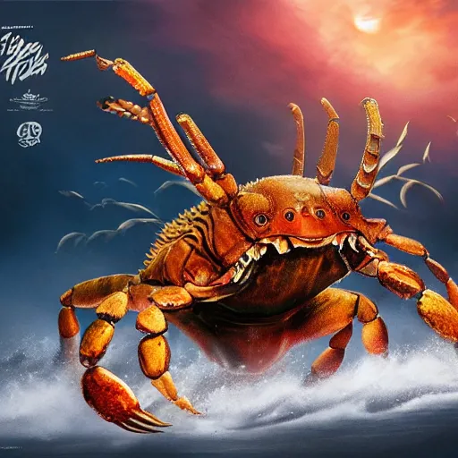 Image similar to tiger - crab creature, exquisite imaginative poster art, movie art, elegant, by lucusfilm, weta studio, 8 k, denoised