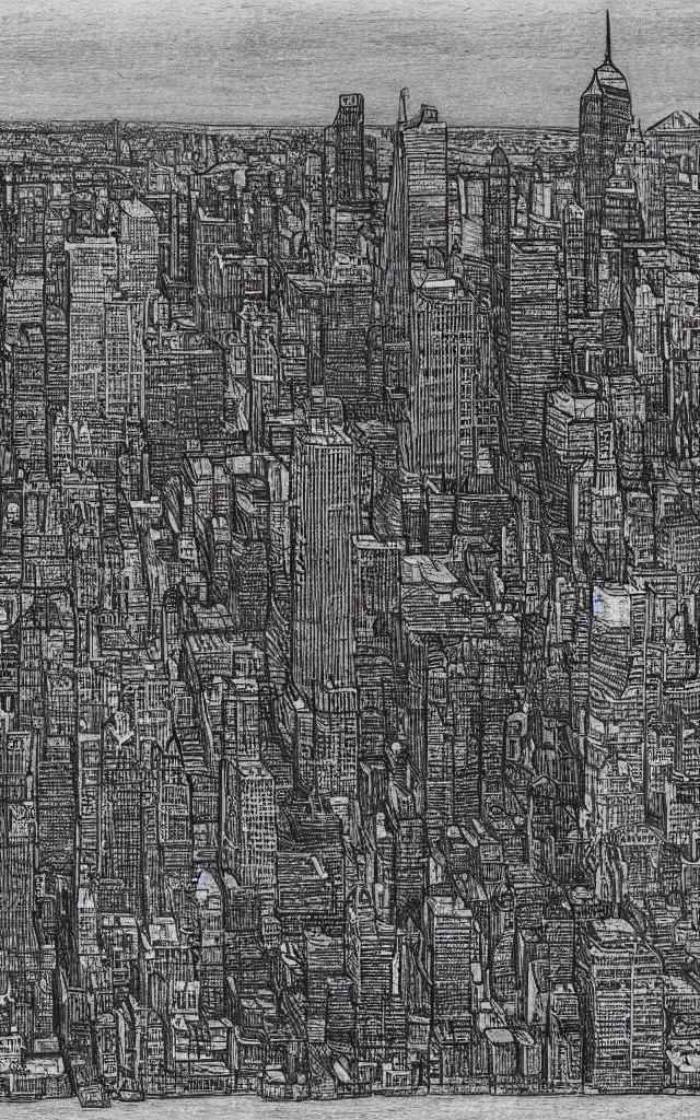 Image similar to nyc skyline drawn by davinci