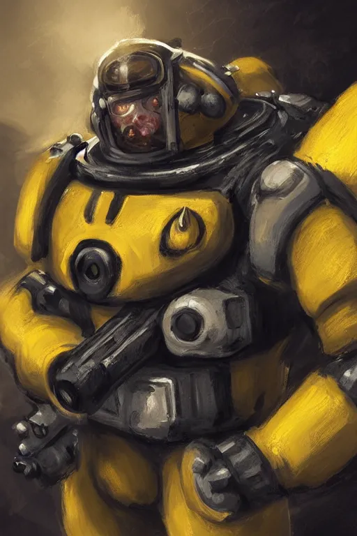 Image similar to portrait of pikachu as an imperial fists space marine, 4 0 k, concept art by john singer sargent, greg rutkowski, adrian smith, trending on artstation