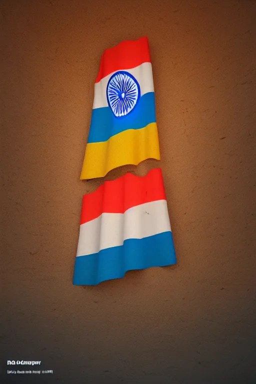 Image similar to indian flag on castle, 3 d, volumetric, photo by alexey kurylev clouds, octane, 3 d render, 3 ds max + vray, art by beeple, india, cinematic