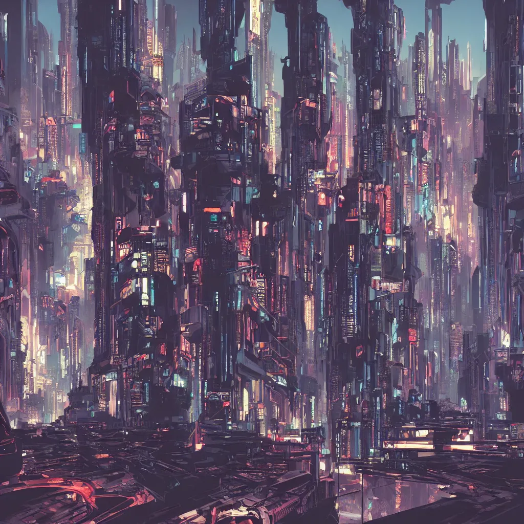 Image similar to cyberpunk city designed by Syd Mead, photorealistic, artstation