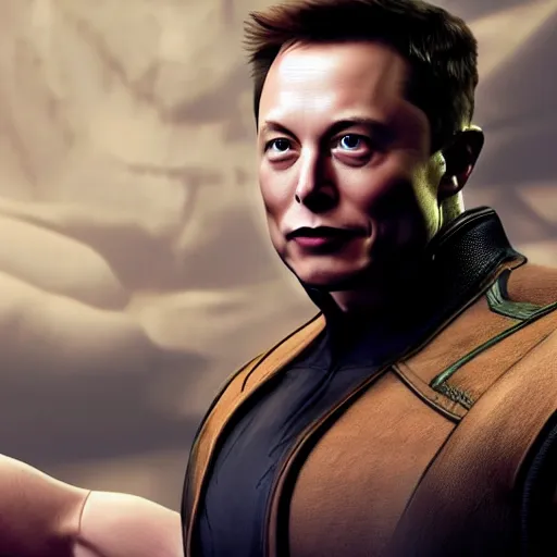 Prompt: Elon Musk as a character in Mortal Kombat videogame, highly detailed, high quality, HD, 4k, 8k, Canon 300mm, professional photographer, 40mp, lifelike, top-rated, award winning, realistic, sharp, no blur, edited, corrected, trending